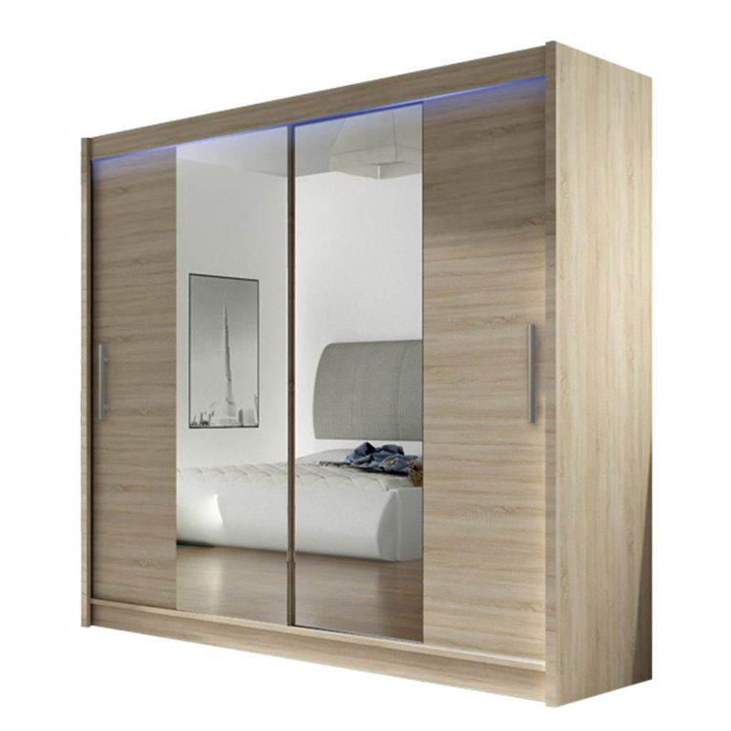 Szafa MIRJAN 24 z drzwiami przesuwnymi London II z oświetleniem RGB dąb sonoma/lustro 1 szt.