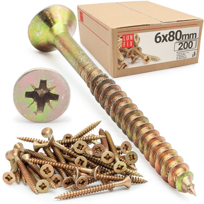Wkręty do drewna Lun Fix uniwersalne 6x80mm 200szt.