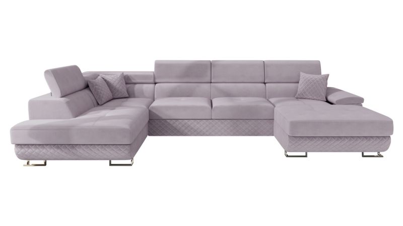 Narożnik z funkcją spania MIRJAN 24 Cotere Bis Premium lewy fioletowy pastelowy Karo/fioletowy pastelowy 1 szt.