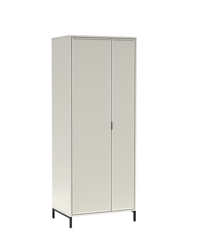 Szafa 2D Furnidea 80 cm kaszmir z wieszakiem półkami ryflowane fronty metalowe nóżki LINK 1 szt.