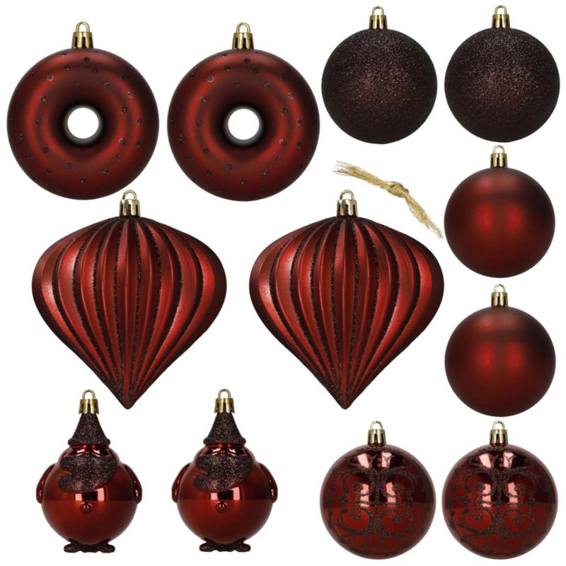 Bombki choinkowe 12 szt. Springos komplet dekoracje świąteczne, nietłukące, czerwone 1 kpl.
