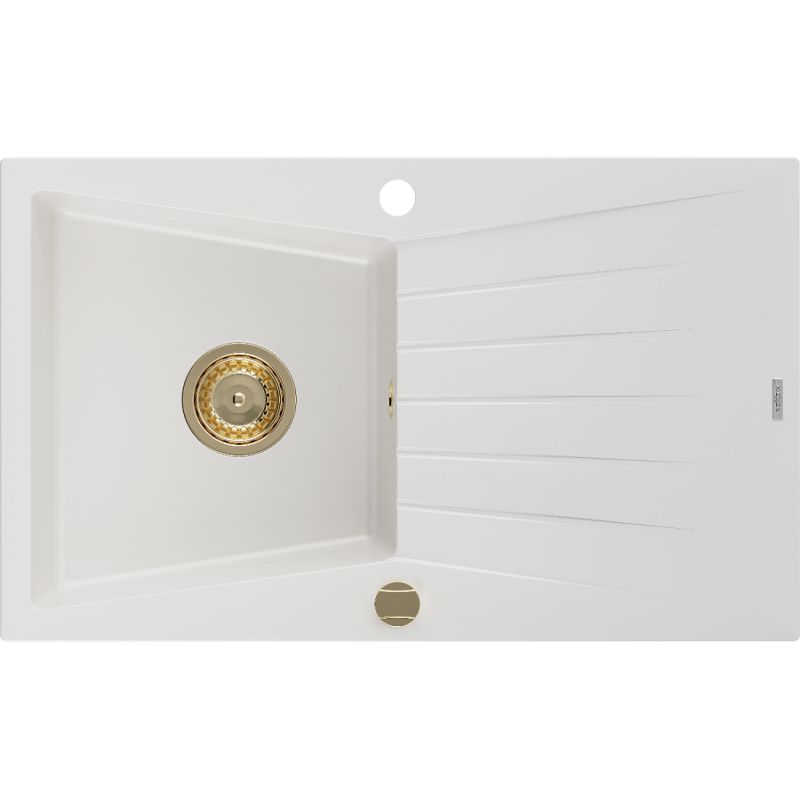 Zlewozmywak wpuszczany Mexen Cesar 1-komorowy biały 775x470 mm 6514771010-20-G