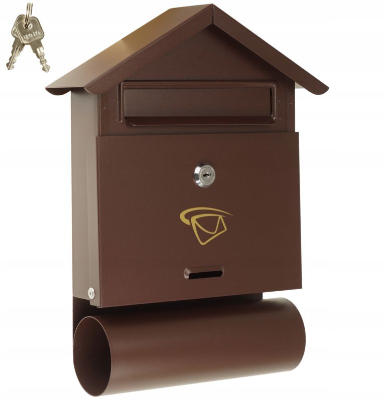 Skrzynka FEINZ Na Listy Domek Z Gazetnikiem Format B6 Duża Brąz 1 szt.