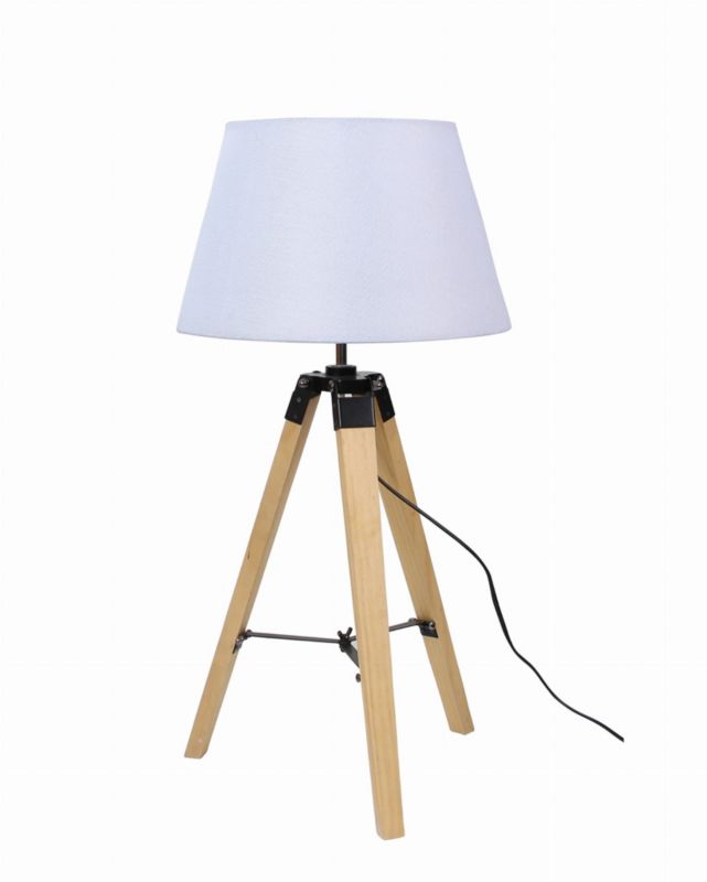 Lampa stołowa Candellux Lugano naturalne drewno-biała 1 x E27 x 60W IP20 wym: 68 x 35 x 35 cm drewno - 1 szt.