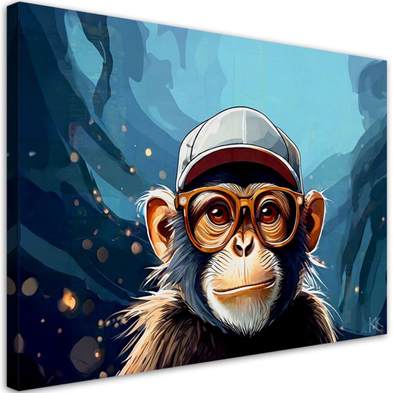 Obraz do salonu sypialni Feeby Młodzieżowa Małpa Niebieski 90x60 cm 1szt