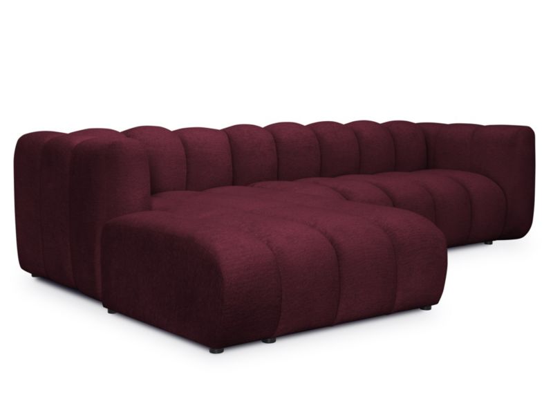 Narożnik lewostronny LaMiaSofa NAPOLI z tkaniny szenilowej 288x179 cm burgundowy 1 szt.