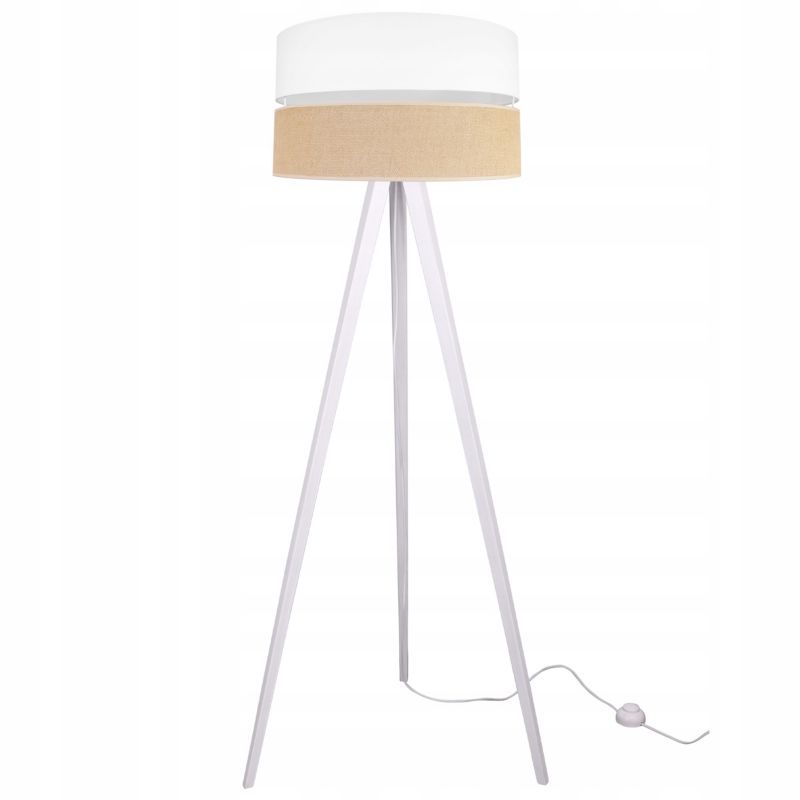 Lampa podłogowa stojąca trójnóg Light Home LH Juta 1x E27 60W 45cm drewno biały 1szt.