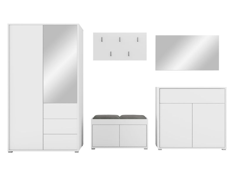 Zestaw MIRJAN 24 do przedpokoju Gesita V biały plusz stalowy szary 1 szt.