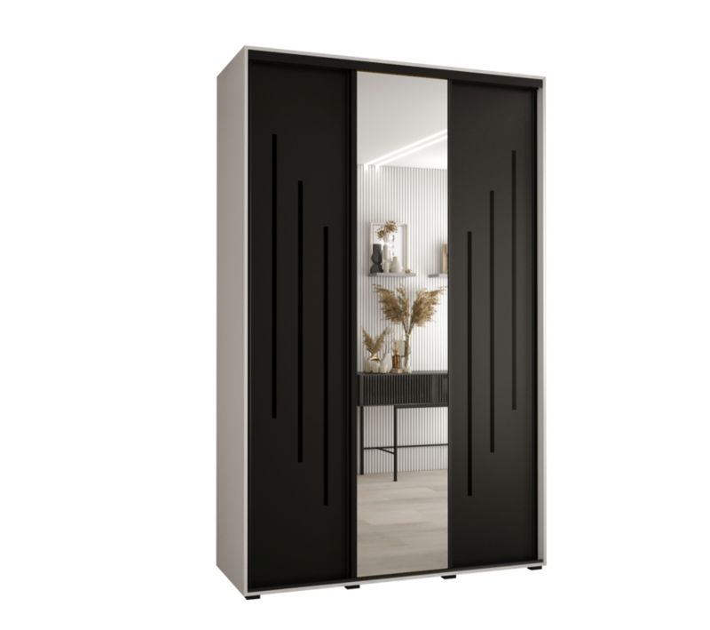 Szafa przesuwna Abiks DAVOS 9 wysoka szer.150cm gł.60cm biały/czarny/czarny 1szt.