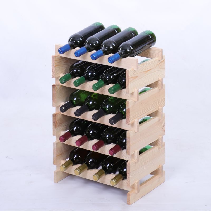 Stojak na wino MODO24 regał modułowy na butelki 5 leżni x 4 butelki montaż bez narzędzi naturalne drewno 1 szt.