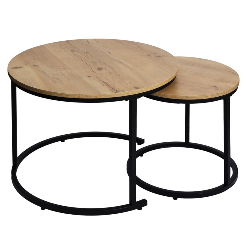 Stoliki kawowe Bauerkraft okrągłe zestaw 2w1 dąb antyczny jasny 1 kpl.