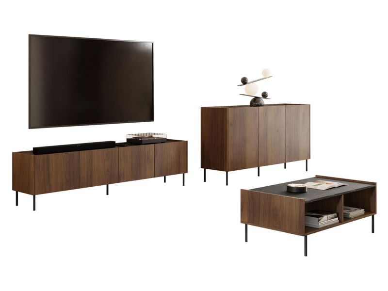 Meble do salonu MIRJAN 24 Tewos I orzech warmia + marmur czarny 1 kpl.