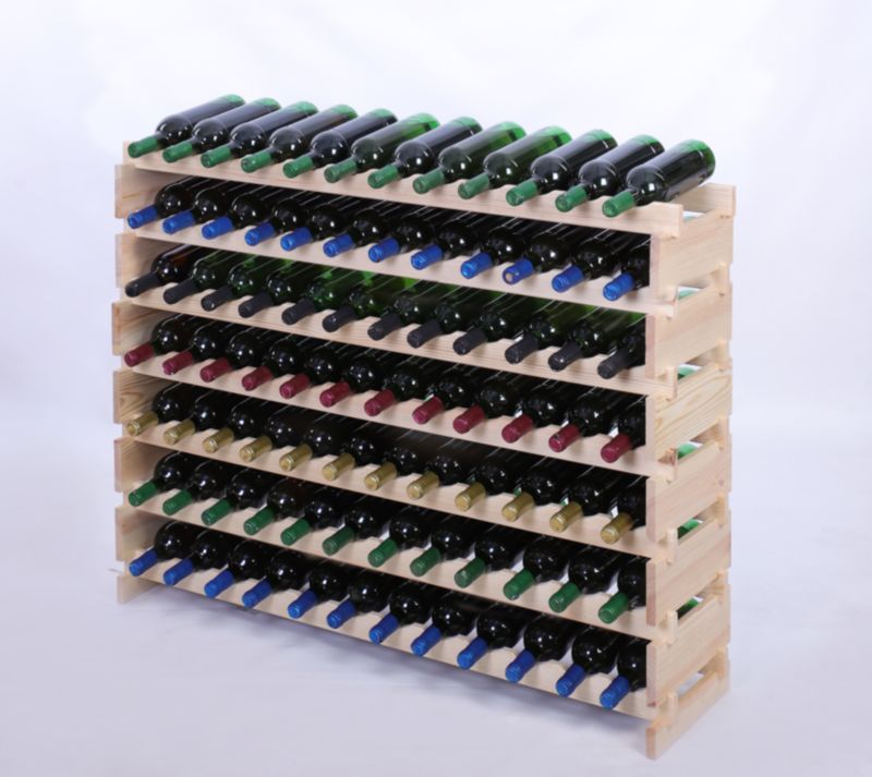 Stojak na wino MODO24 regał modułowy na butelki 7 leżni x 12 butelek montaż bez narzędzi naturalne drewno 1 szt.