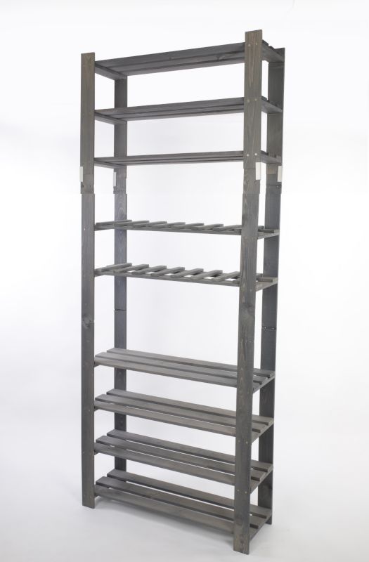 Stojak na wino drewniany MODO24 220x80x28 cm szary pojemny eko 1 szt.