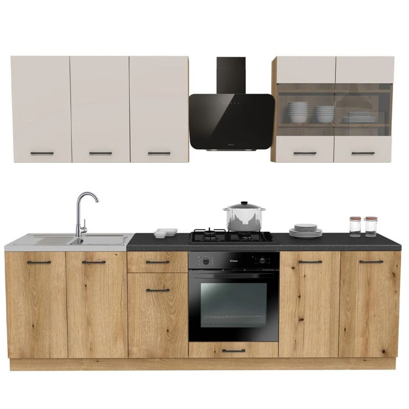 Meble Mebel Elite MODERN Kuchenne Zestaw Mebli Na Wymiar Modułowe Dąb Evoke/Kaszmir 260 1 szt