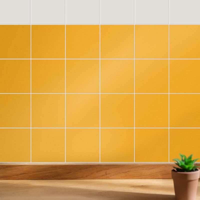 Naklejki na ścianę do kuchni Wallfluent 10x10 cm Kolor jasnopomarańczowy odświeżenie kafelek 24 szt.