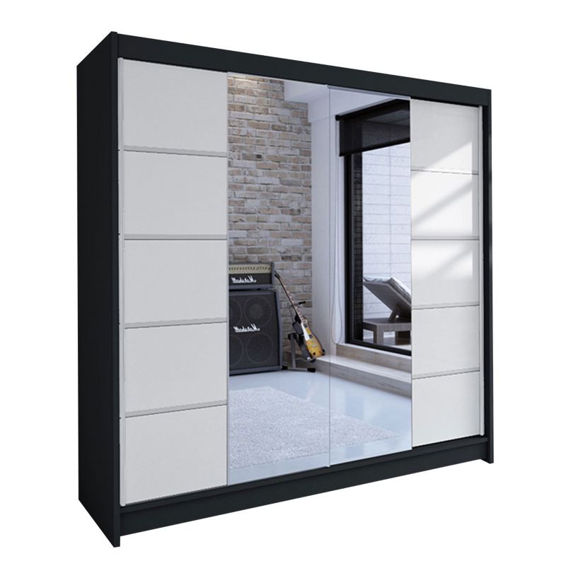 Szafa MIRJAN 24 z drzwiami przesuwnymi Talin V czarny/biały 1 szt.