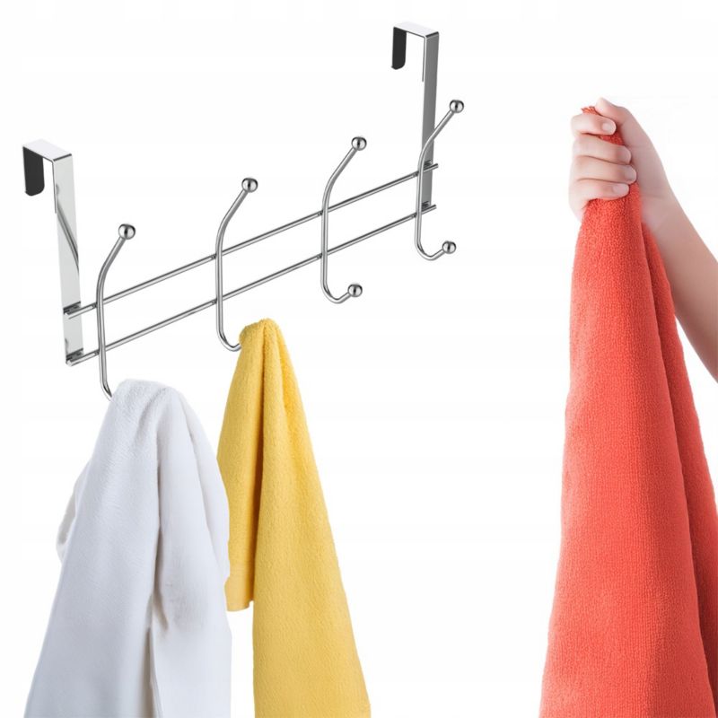 Wieszak łazienkowy Rodeno na ręczniki srebrny stalowy 1 szt.