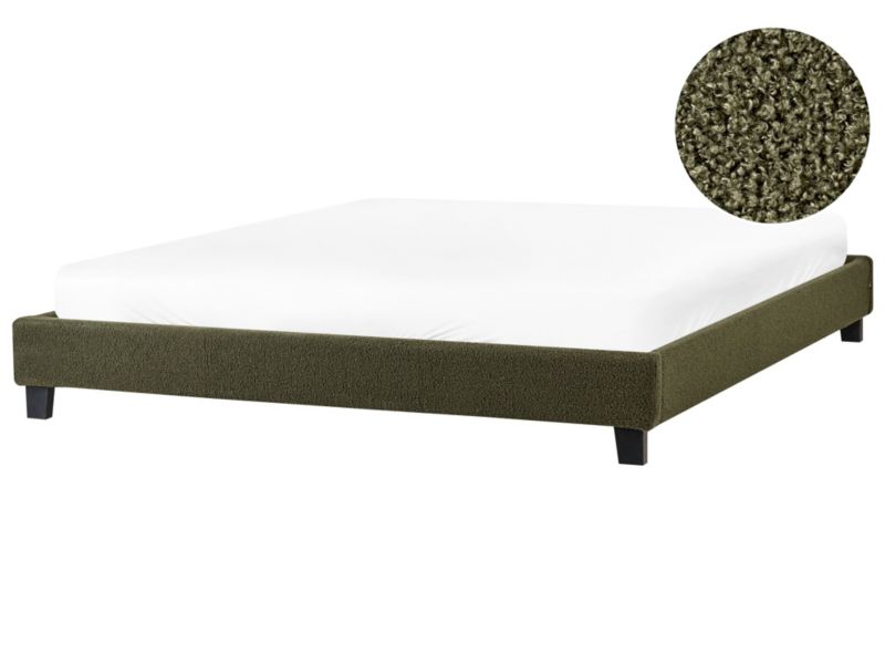 Łóżko bez zagłówka Boucle Roanne 180 x 200 cm Ciemnozielony 1 szt.