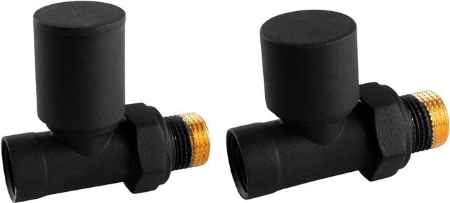 Zestaw zaworów grzejnikowych prosty czarny