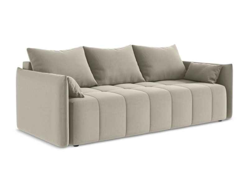 Kanapa 3-osobowa z funkcją spania LaMiaSofa BOLSENA z tkaniny welwetowej 225x105 cm perłowy 1 szt.