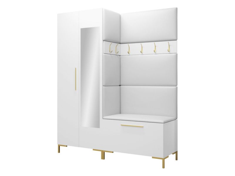 Garderoba MIRJAN 24 Zilion IX biały + biała ekoskóra 1 kpl.