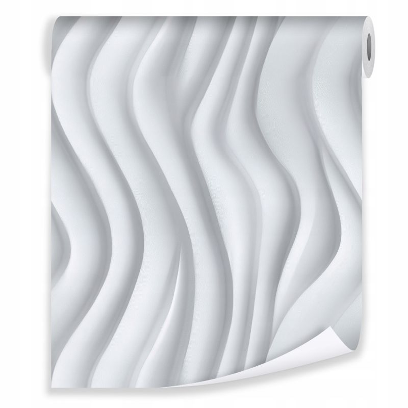 Tapeta WALLARENA Do Sypialni Salonu Na Flizelinie 3D Fale Abstrakcja Szary 50x1000 cm T15798VE 1 szt.
