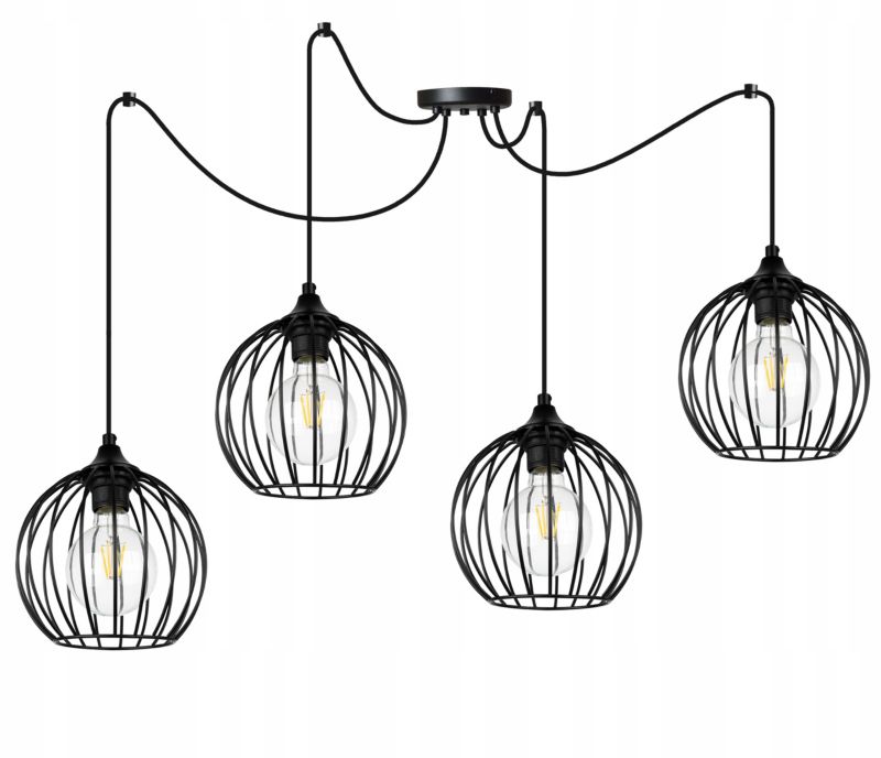 Lampa sufitowa wisząca Light Home LH Toronto Spider 4x E27 60W druciak czarny 1szt.