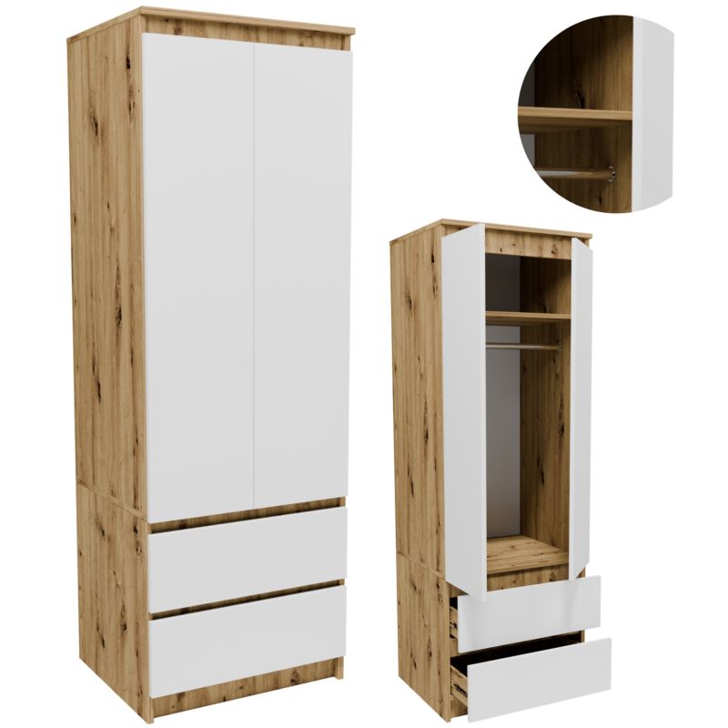 Szafa Matkam STA60ABI garderoba dąb artisan-biały 1 szt.