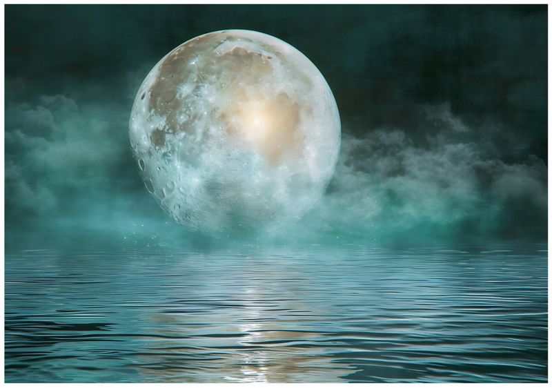 Tapeta Na Flizelinie Ścianę WALLARENA 350x250 cm Fototapeta Do Sypialni Salonu Kuchni Księżyc Morze Niebo 1 szt.