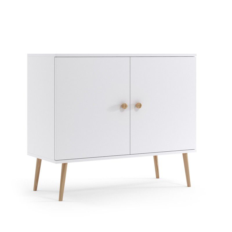 Komoda dwudrzwiowa Bettso Ikon 100 cm ze sznurkowymi uchwytami na wysokich nogach biały 1szt.