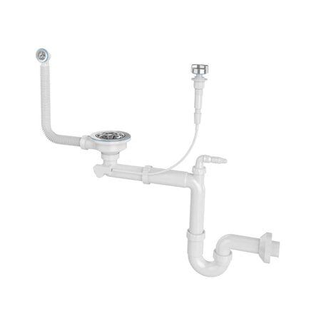 Syfon Zlewowy Laveo Space Saving biały z przelewem i korkiem 1-komorowy 1 szt.