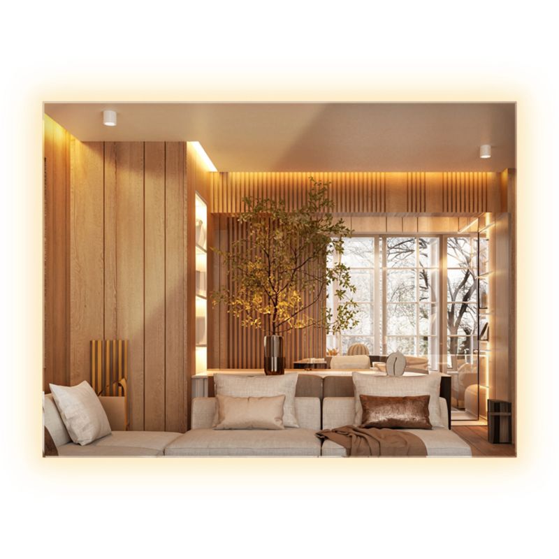 Lustro Prostokątne LED ArtPrintCave 80 x 60 cm Ciepłe Eleganckie Łazienkowe Gotowe Do Montażu 1 szt.