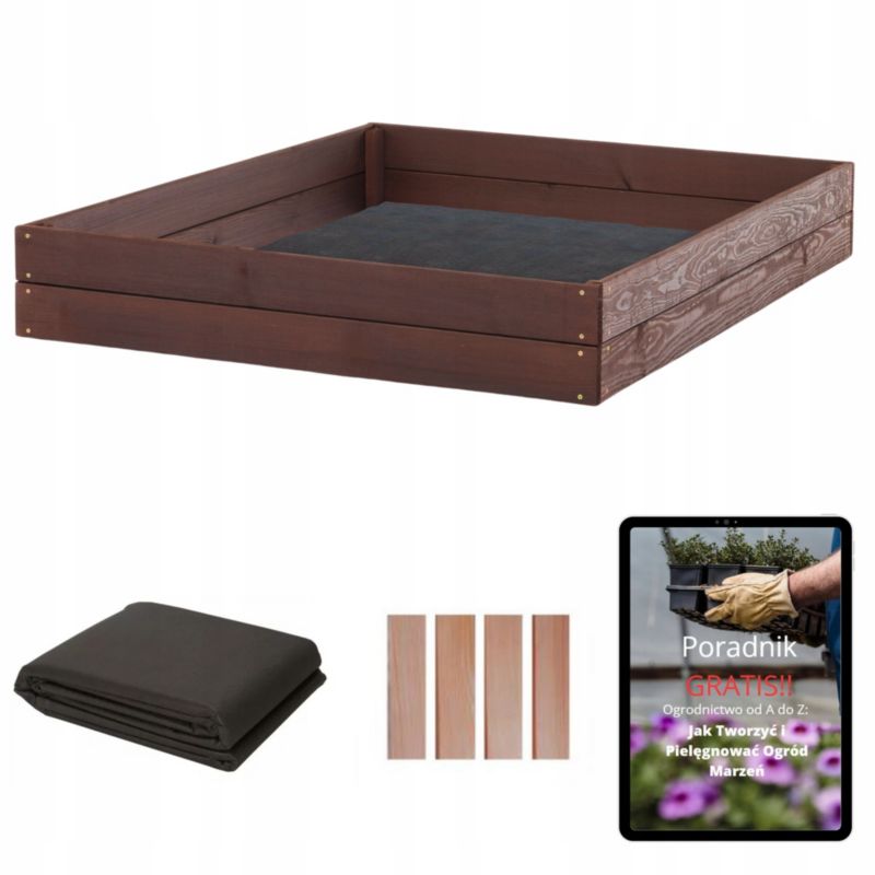 Warzywniak Impregnowany 120x80cm SunWood Skrzynia Na Warzywa Zielnik Inspekt + Agrowłóknina 1 szt.