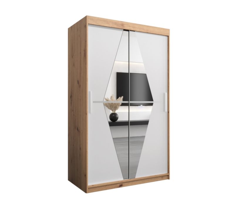 Szafa przesuwna Garderoba Abiks BOLIWIA 120 dąb artisan + biały mat 1 szt.
