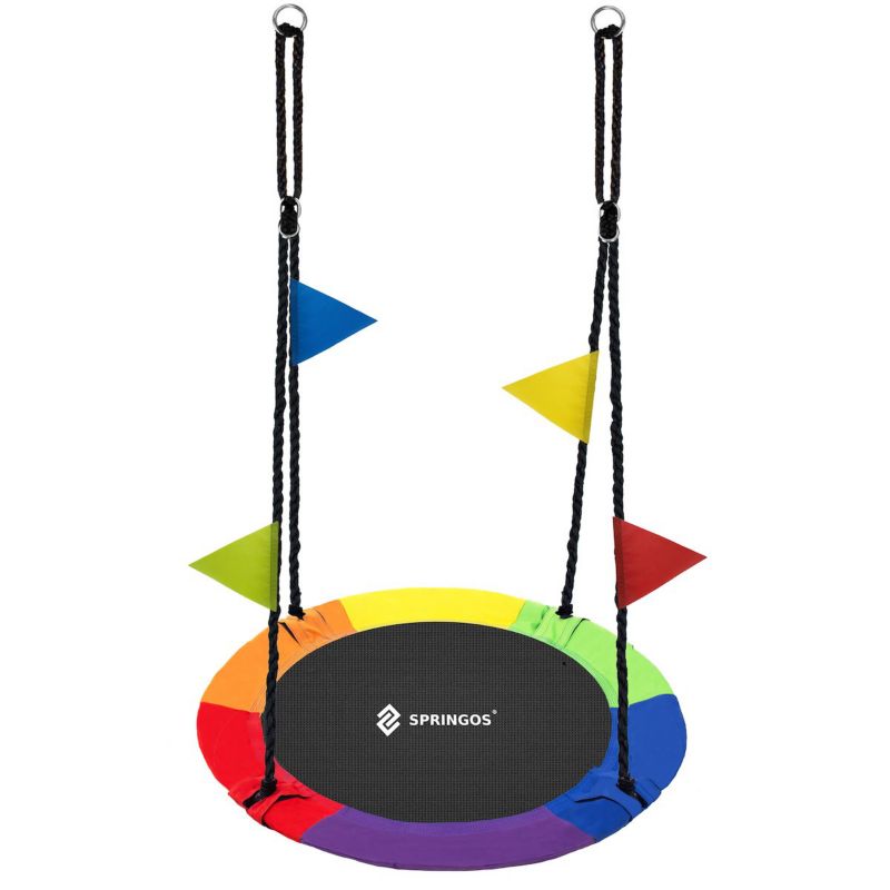 Bocianie gniazdo Springos huśtawka ogrodowa dla dzieci 110 cm średnicy wielokolorowa 1 szt.
