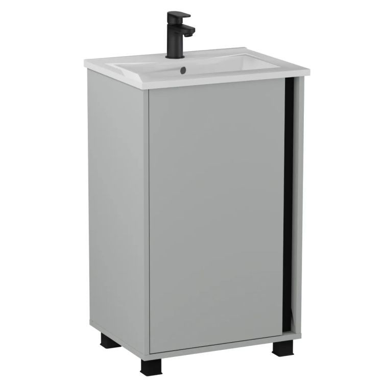 Zestaw Szafka z umywalką KROFAM FOX 49 cm chinchilla szara/czarna 1 szt.