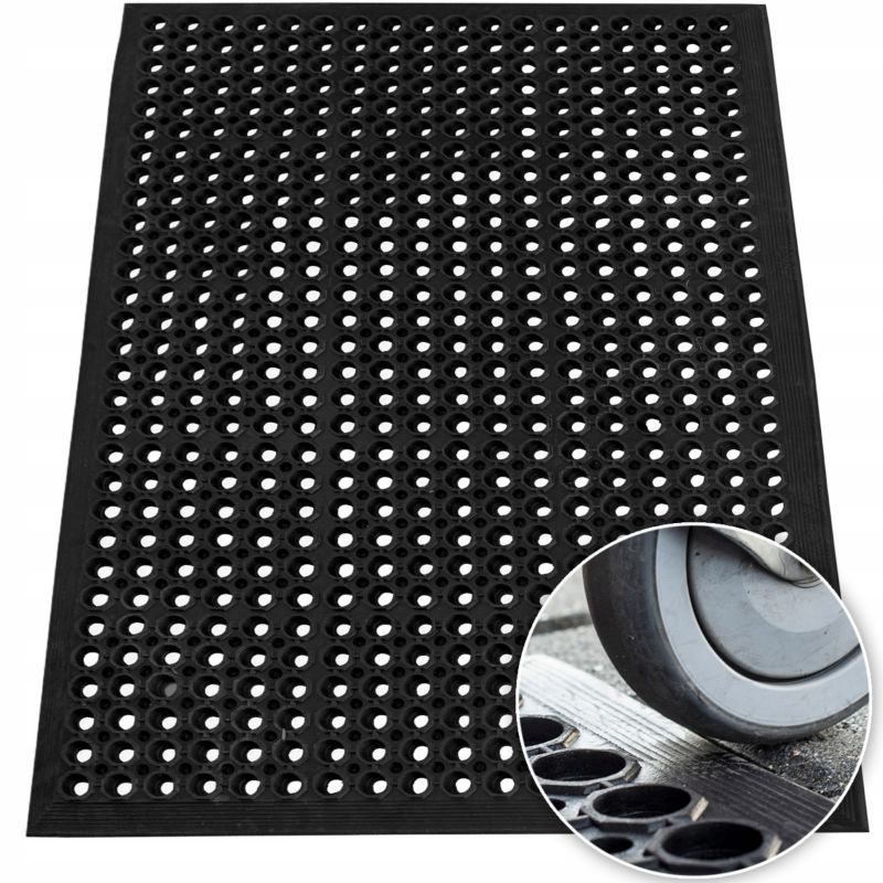 Wycieraczka ażurowa z najazdem Deco4Home gumowa pod drzwi 60 x 90 cm czarna 1 szt.