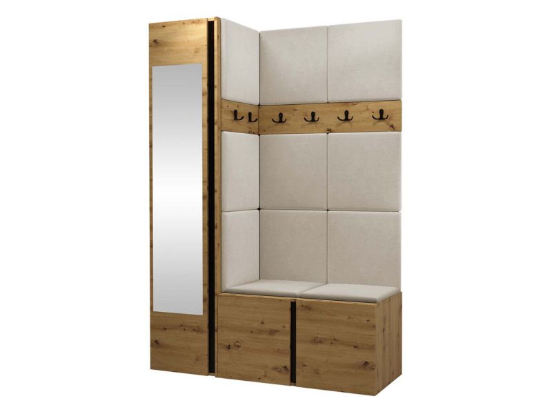 Garderoba MIRJAN 24 Orion X dąb artisan/czarny + beżowy 1 kpl.