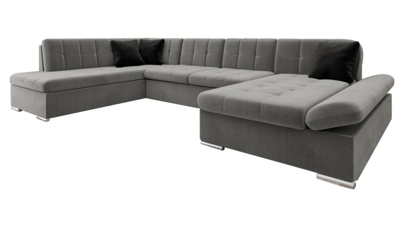 Narożnik z funkcją spania MIRJAN 24 Bergen prawy plusz stalowy szary/czarny 1 szt.