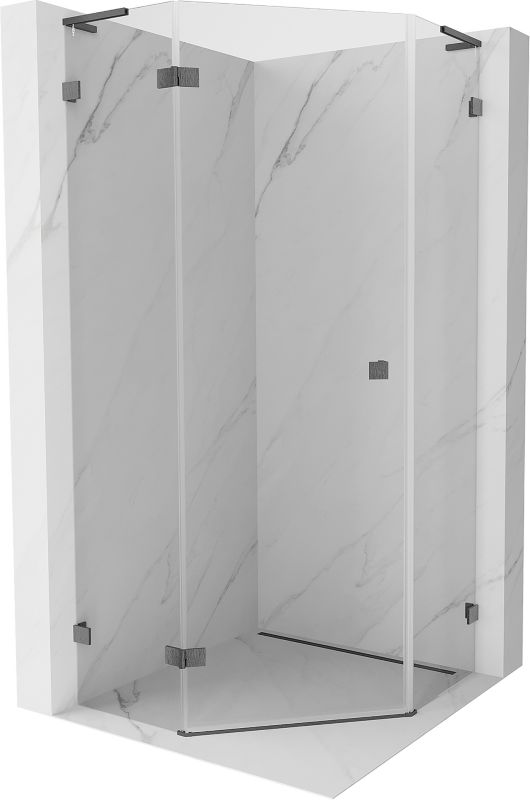 Kabina prysznicowa Mexen Lunar L pięciokątna uchylna lewa 100x100 cm transparent gun gray szczotkowany 1 szt.