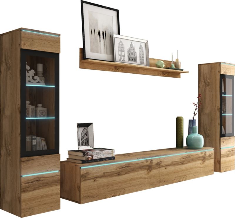 Meblościanka MINIO go for it VEVE 2 dąb wotan z LED, 1 szt.