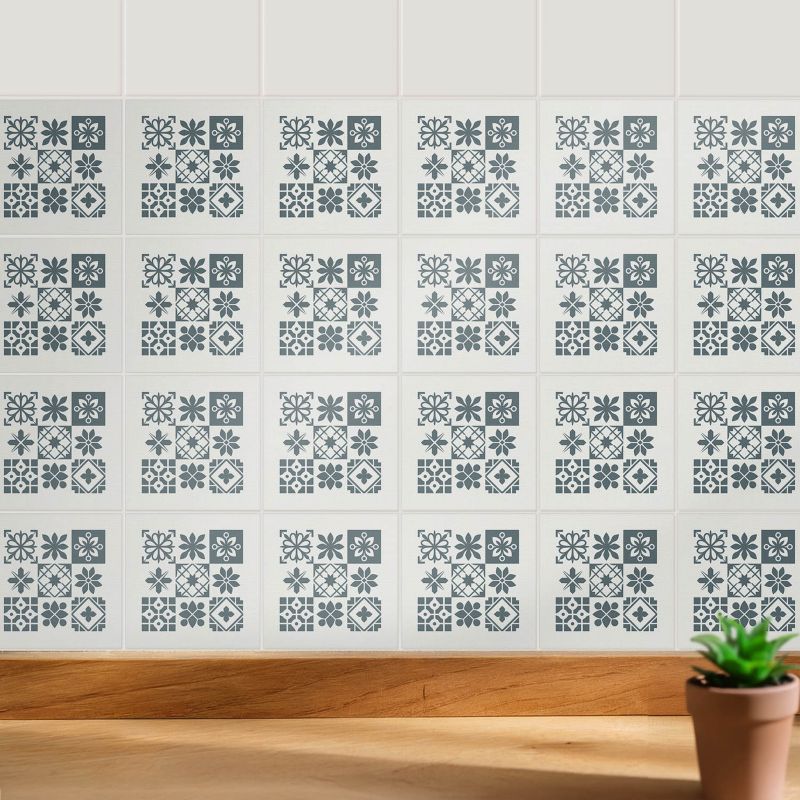 Naklejki dekoracyjne na ścianę Wallfluent 15x15 cm Geometryczne kwiaty i kształty do kuchni i łazienki 24 szt.