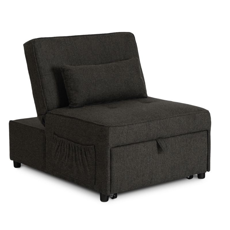 Amerykanka Mebel Elite IBERIS Fotel Rozkładany Sofa Kanapa Do Spania Komfortowy Czarny 1 szt