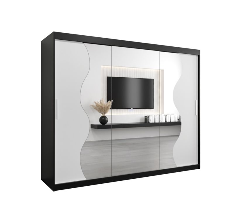 Szafa przesuwna Garderoba Abiks MADRYT 250 czarny mat + biały mat 1 szt.