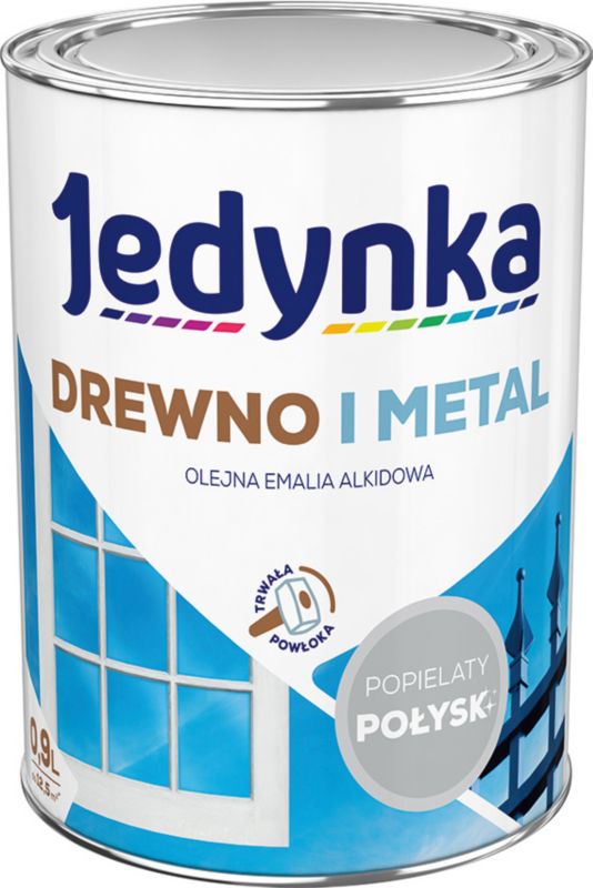 Emalia alkidowa Jedynka Drewno i Metal popielaty połysk 0,9 l