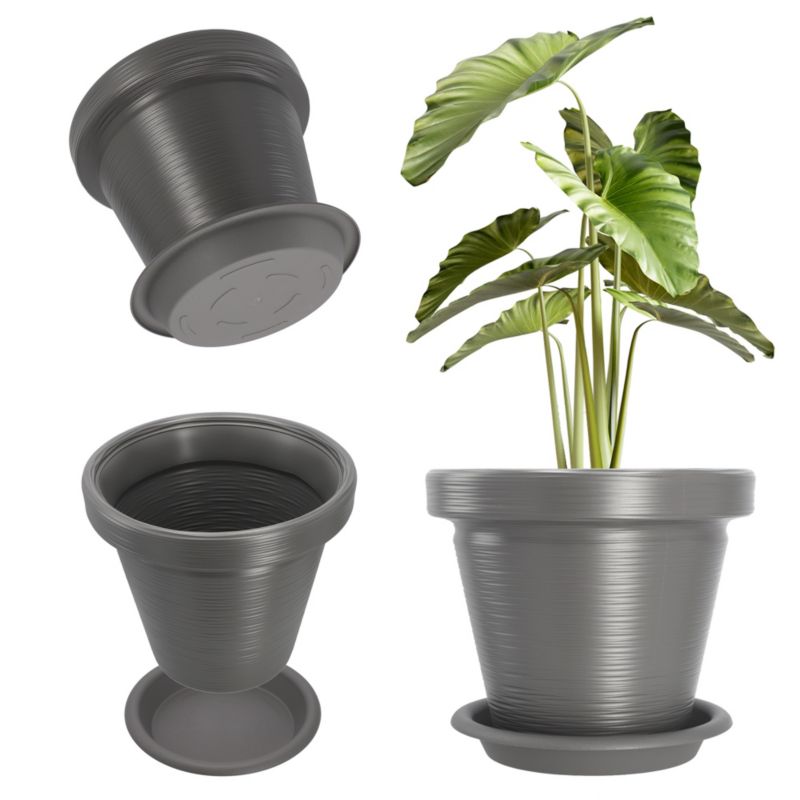 Doniczka KADAX Donica Na Kwiaty 46cm Osłonka Z Podstawką Rośliny Antracyt 1 szt.