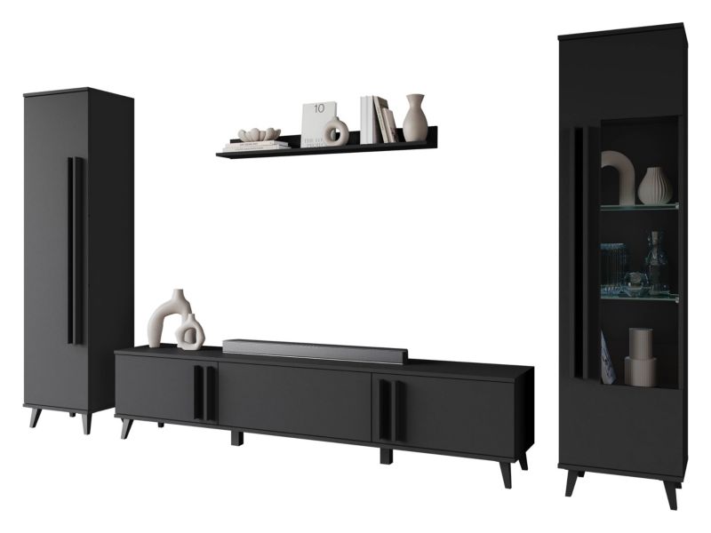 Meblościanka MIRJAN 24 Helsinki II czarny grafit 1 kpl.