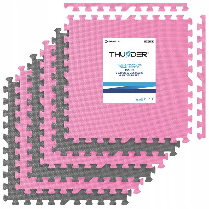 Piankowe puzzle antypoślizgowe Thunder ochronna mata do ćwiczeń dla dzieci 60x60cm 6szt.