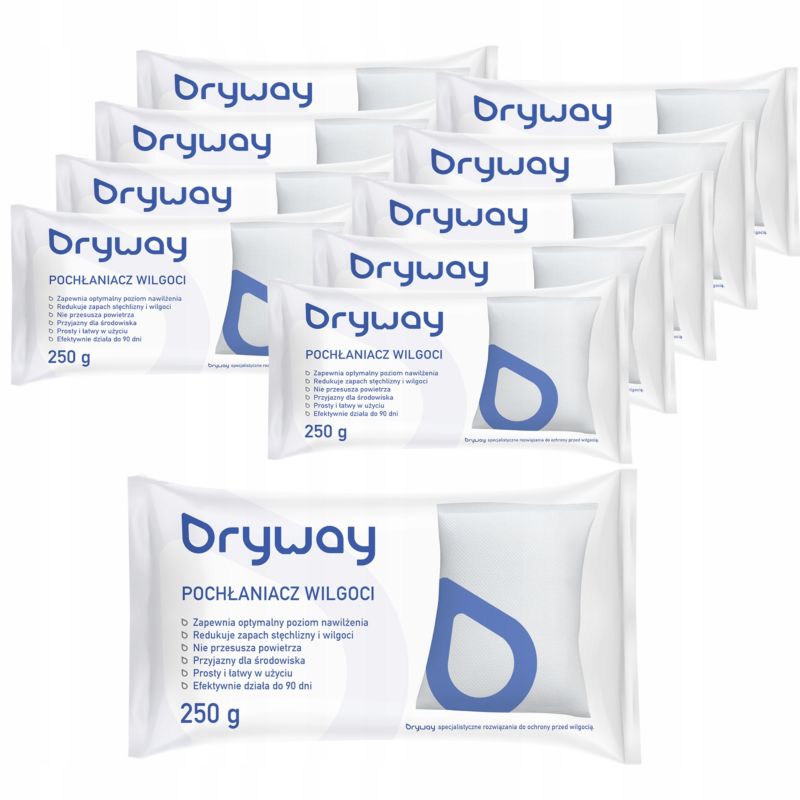 Pochłaniacz wilgoci, Dryway, wkłady, uniwersalne, przeciw wilgoci, 250g, zestaw, 10szt